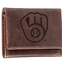 Brown Milwaukee Brewers Tri-Fold Leather Wallet