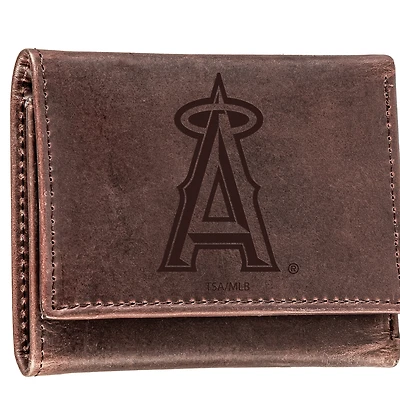 Brown Los Angeles Angels Tri-Fold Leather Wallet