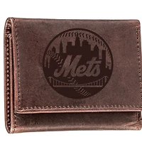 Brown New York Mets Tri-Fold Leather Wallet