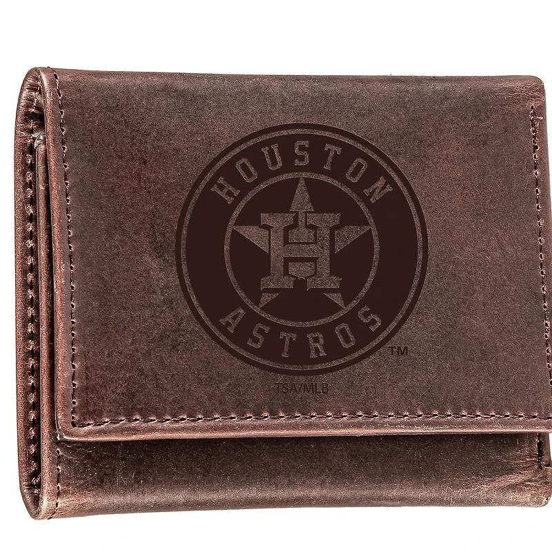 Brown Houston Astros Tri-Fold Leather Wallet