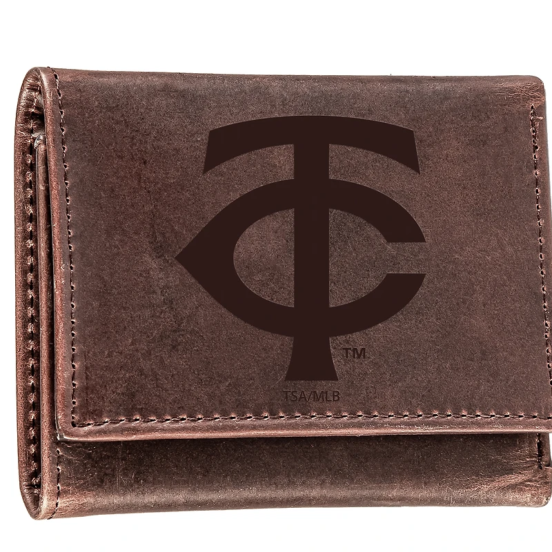 Brown Minnesota Twins Tri-Fold Leather Wallet