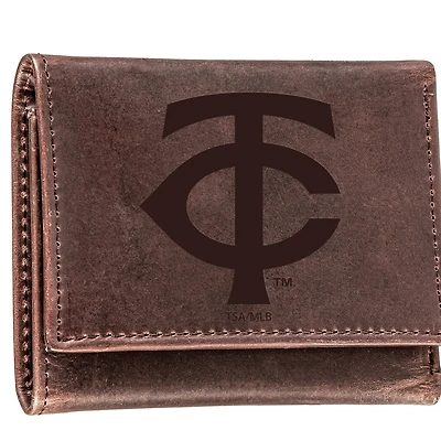 Brown Minnesota Twins Tri-Fold Leather Wallet