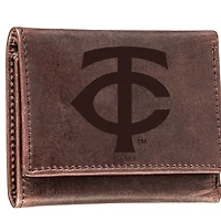 Brown Minnesota Twins Tri-Fold Leather Wallet