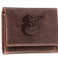 Brown Baltimore Orioles Tri-Fold Leather Wallet