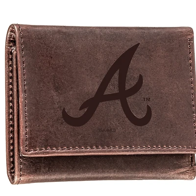 Brown Atlanta Braves Tri-Fold Leather Wallet