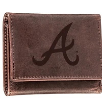 Brown Atlanta Braves Tri-Fold Leather Wallet