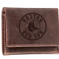 Brown Boston Red Sox Tri-Fold Leather Wallet
