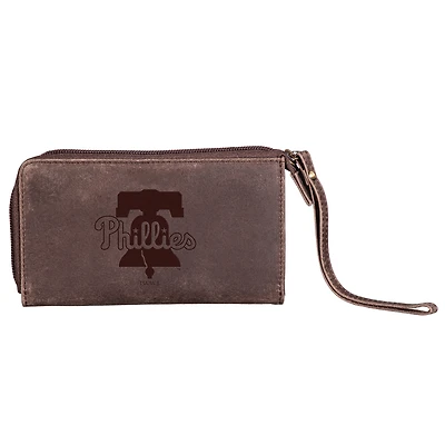Brown Philadelphia Phillies Cell Phone Wristlet Wallet