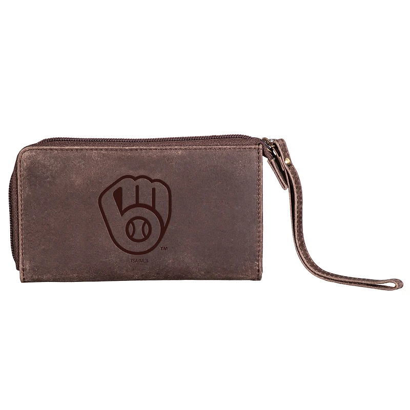 Brown Milwaukee Brewers Cell Phone Wristlet Wallet
