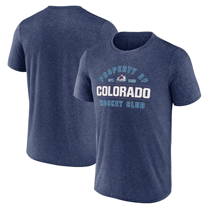 Men's Fanatics Heather Heather Blue Colorado Avalanche Property Of T-Shirt