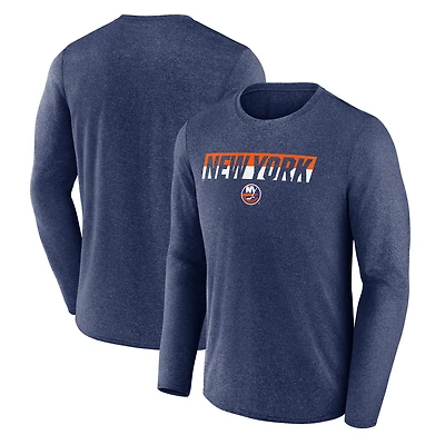 Men's Fanatics Heather Navy New York Islanders Transition Long Sleeve T-Shirt