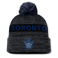 Men's Fanatics Black Toronto Maple Leafs  Authentic Pro Alternate Logo Cuffed Knit Hat with Pom