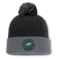 Men's Fanatics  Black Minnesota Wild Aspyn Cuffed Knit Hat with Pom