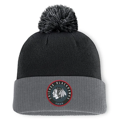 Men's Fanatics  Black Chicago Blackhawks Aspyn Cuffed Knit Hat with Pom