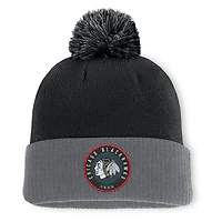 Men's Fanatics  Black Chicago Blackhawks Aspyn Cuffed Knit Hat with Pom