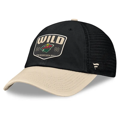 Men's Fanatics Black Minnesota Wild Fundamental One-Time Trucker Adjustable Hat