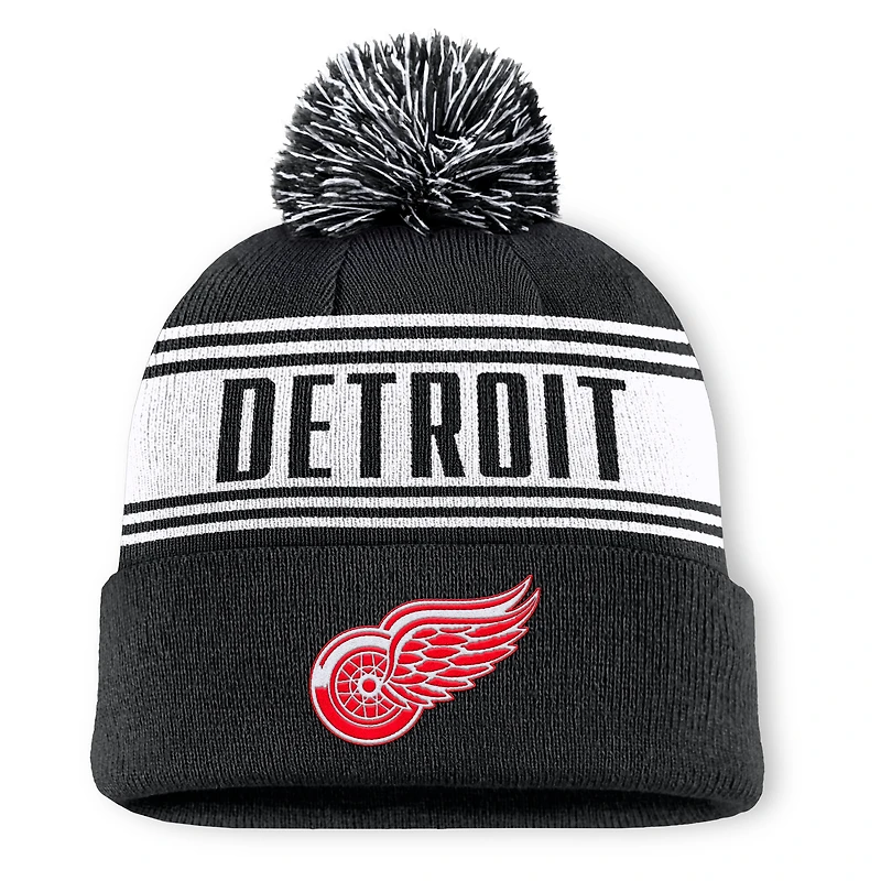 Men's Fanatics Black Detroit Red Wings Fundamental Cuffed Knit Hat with Pom