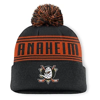 Men's Fanatics  Black Anaheim Ducks Fundamental Cuffed Knit Hat with Pom