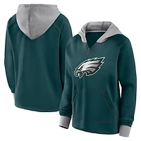 Women's Logo Athletic Midnight Green Philadelphia Eagles Boom Fleece Pullover V-Neck Hoodie