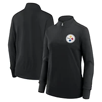 Women's Logo Athletic Black Pittsburgh Steelers Velocity Quarter-Zip Jacket