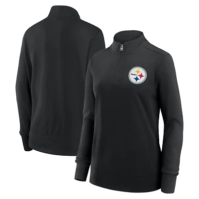 Women's Logo Athletic Black Pittsburgh Steelers Velocity Quarter-Zip Jacket