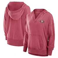 Women's Fanatics  Heather Scarlet San Francisco 49ers Initiative Snow Wash French Terry V-Neck Pullover Hoodie