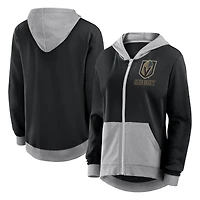 Women's Logo Athletic Black Vegas Golden Knights Hit It French Terry Full-Zip Hoodie