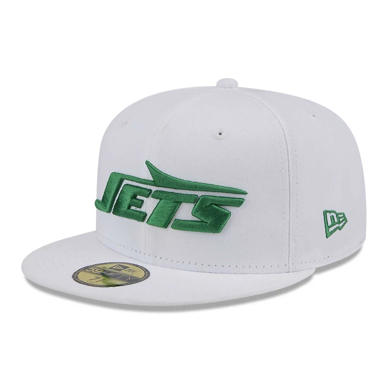 Men's New Era White New York Jets Wordmark Omaha 59FIFTY Fitted Hat