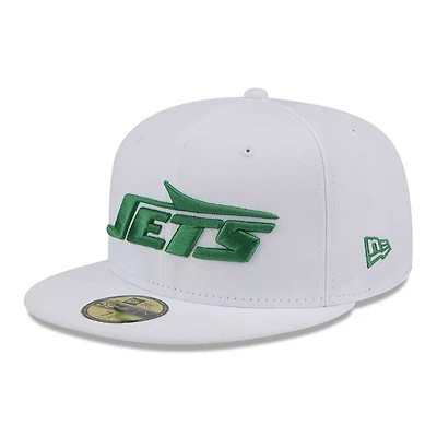 Men's New Era White New York Jets Wordmark Omaha 59FIFTY Fitted Hat