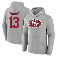 Men's Brock Purdy Gray San Francisco 49ers Icon Player Name & Number Pullover Hoodie