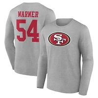 Men's Fred Warner Gray San Francisco 49ers Icon Player Name & Number Long Sleeve T-Shirt