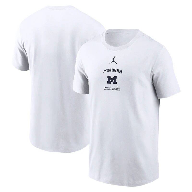 Men's Jordan Brand White Michigan Wolverines 2024 On-Court Basketball Performance T-Shirt