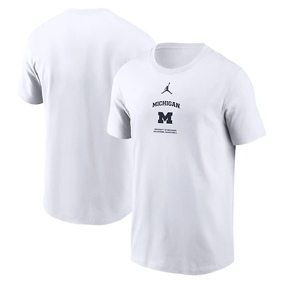 Men's Jordan Brand White Michigan Wolverines 2024 On-Court Basketball Performance T-Shirt