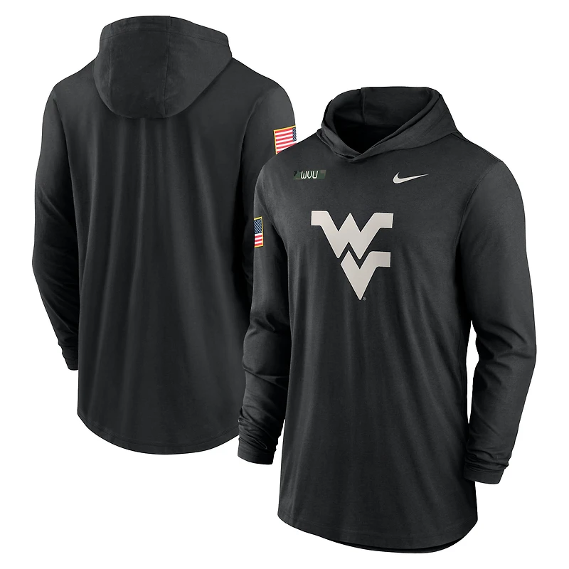 Men's Nike Black West Virginia Mountaineers 2024 Military Appreciation Dri-FIT Long Sleeve Hoodie T-Shirt