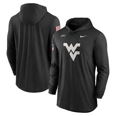 Men's Nike Black West Virginia Mountaineers 2024 Military Appreciation Dri-FIT Long Sleeve Hoodie T-Shirt