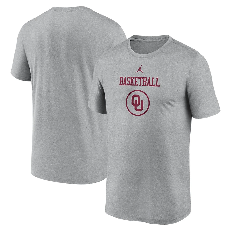 Men's Jordan Brand Heather Gray Oklahoma Sooners On-Court Basketball Practice Legend Dri-FIT T-Shirt