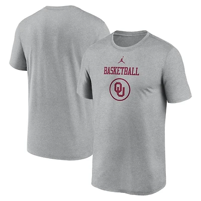 Men's Jordan Brand Heather Gray Oklahoma Sooners On-Court Basketball Practice Legend Dri-FIT T-Shirt