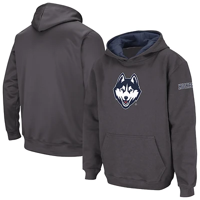 Youth Stadium Athletic Charcoal UConn Huskies Big Logo Pullover Hoodie