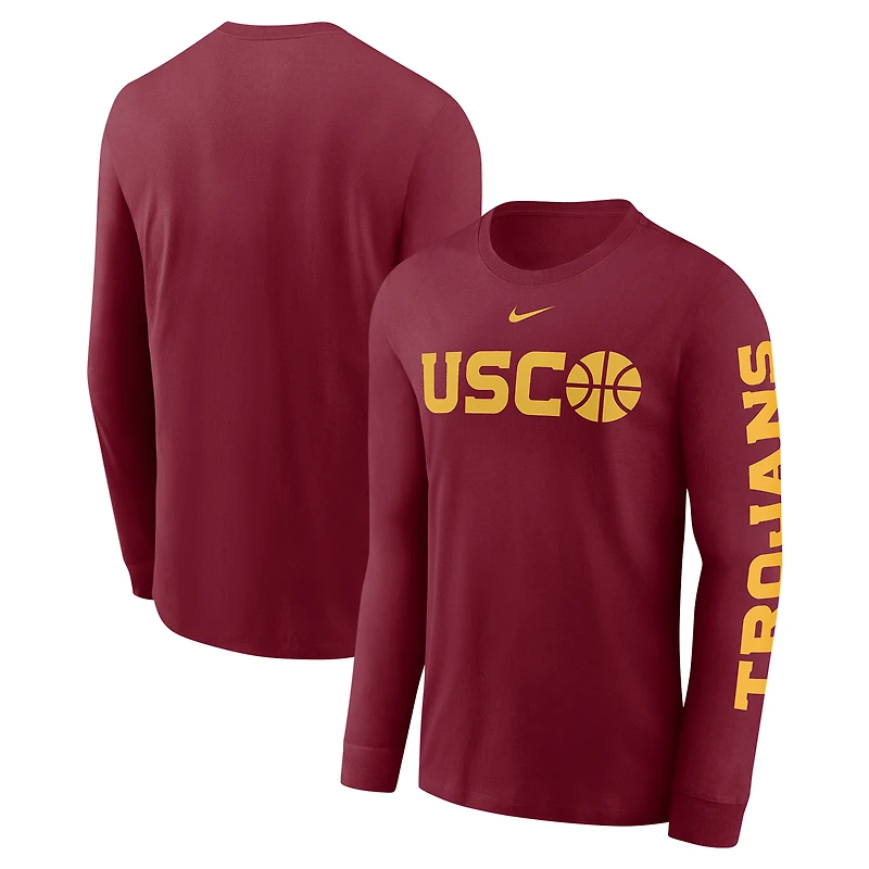 Men's Nike Cardinal USC Trojans Basketball Icon Two-Hit Long Sleeve T-Shirt