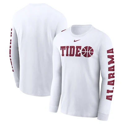 Men's Nike  White Alabama Crimson Tide Basketball Icon Two-Hit Long Sleeve T-Shirt