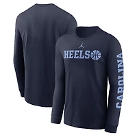 Men's Jordan Brand  Navy North Carolina Tar Heels Basketball Icon Two-Hit Long Sleeve T-Shirt