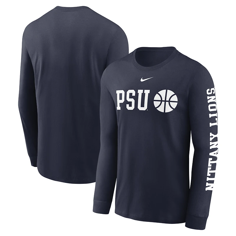 Men's Nike Navy Penn State Nittany Lions Basketball Icon Two-Hit Long Sleeve T-Shirt