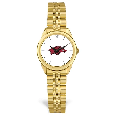 Women's Gold Arkansas Razorbacks Rolled Link Watch