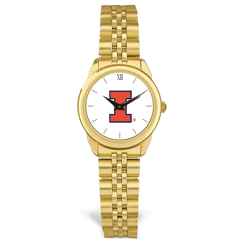 Women's Gold Illinois Fighting Illini Rolled Link Watch