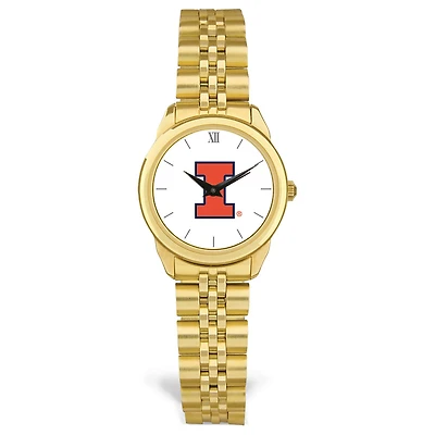 Women's Gold Illinois Fighting Illini Rolled Link Watch