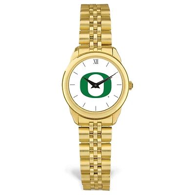 Women's Gold Oregon Ducks Rolled Link Watch