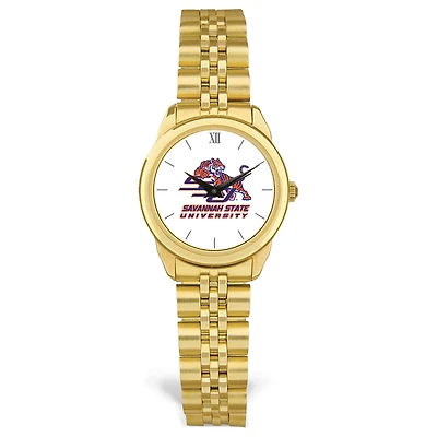 Women's Gold Savannah State Tigers Rolled Link Watch