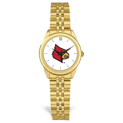 Women's Gold Louisville Cardinals Rolled Link Watch