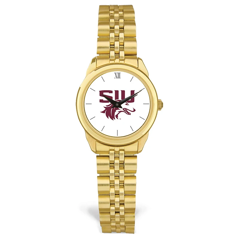 Women's Gold Southern Illinois Salukis Rolled Link Watch