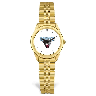 Women's Gold Maine Black Bears Rolled Link Watch